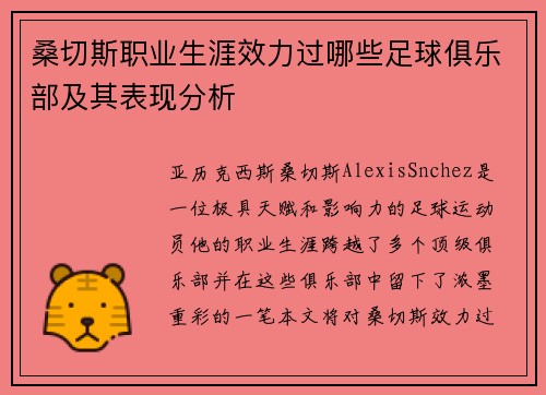桑切斯职业生涯效力过哪些足球俱乐部及其表现分析